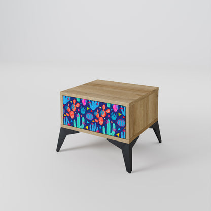 CACTUS VIBES Nightstand in Oak Effect