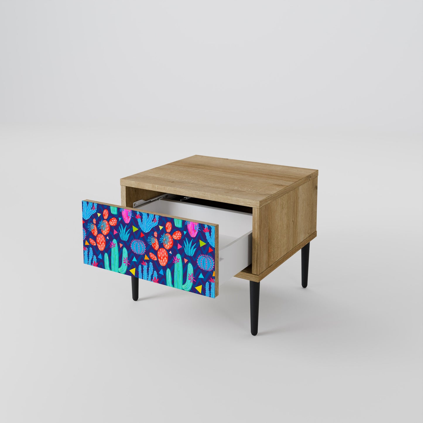 CACTUS VIBES Nightstand in Oak Effect