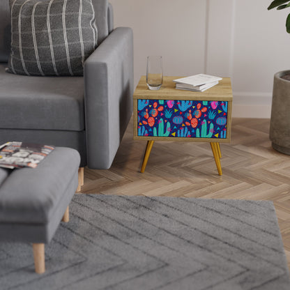 CACTUS VIBES Nightstand in Oak Effect