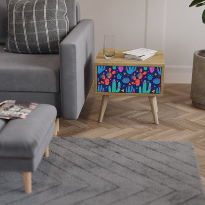 CACTUS VIBES Nightstand in Oak Effect