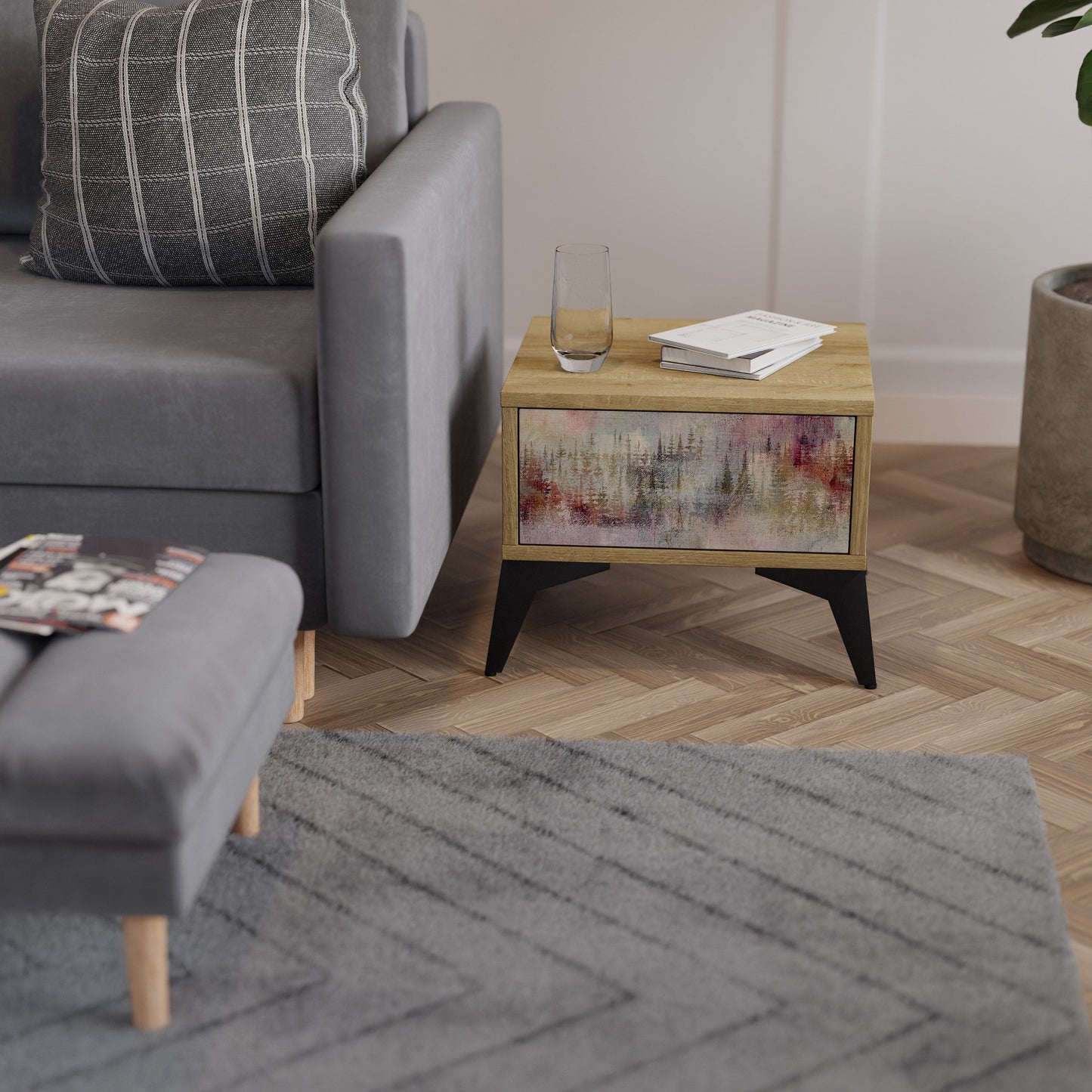 VEILED SUMMIT Comodino in Effetto Rovere