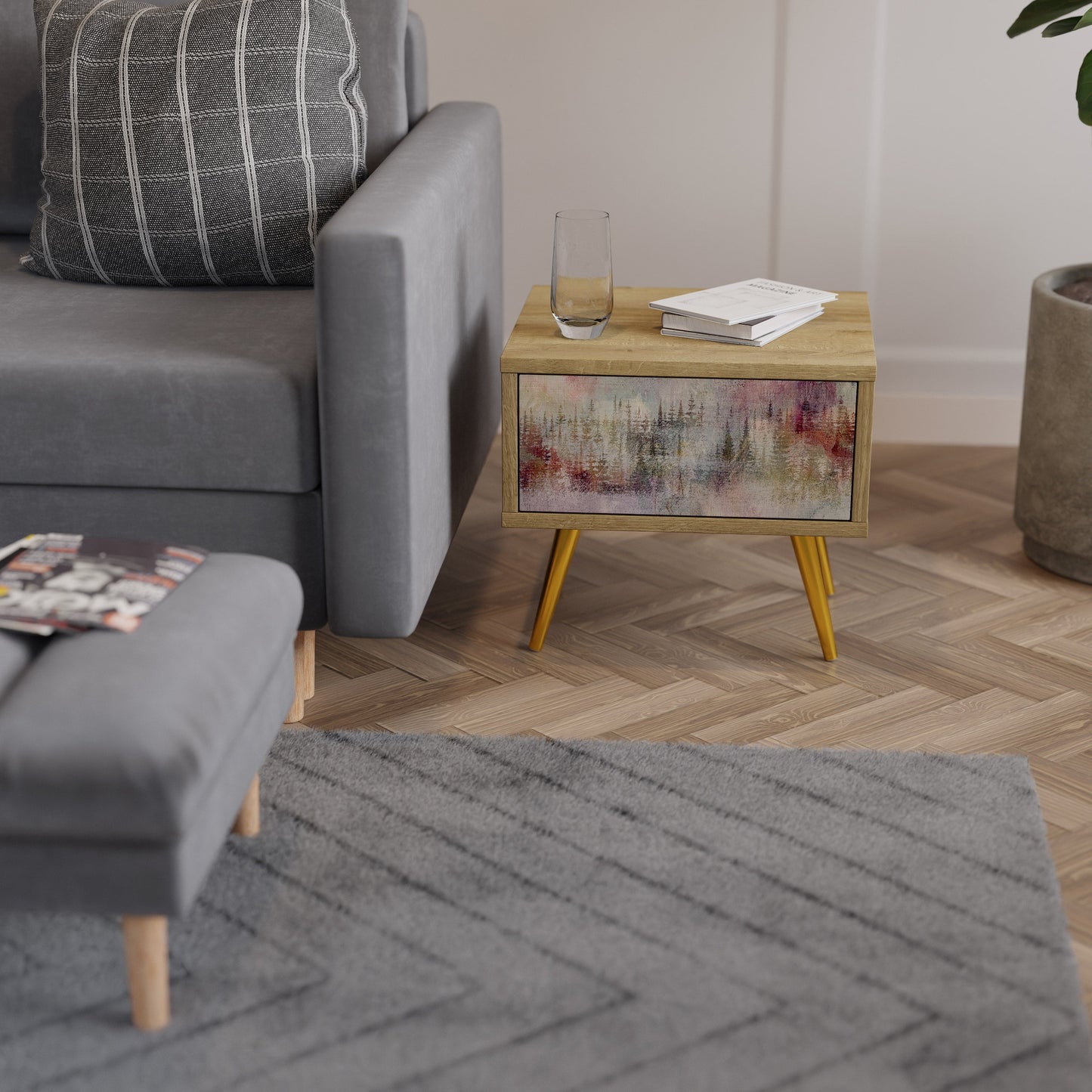 VEILED SUMMIT Comodino in Effetto Rovere