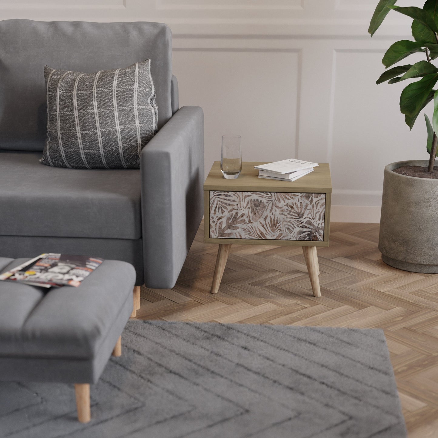 PASSING TIME Nightstand in Oak Effect