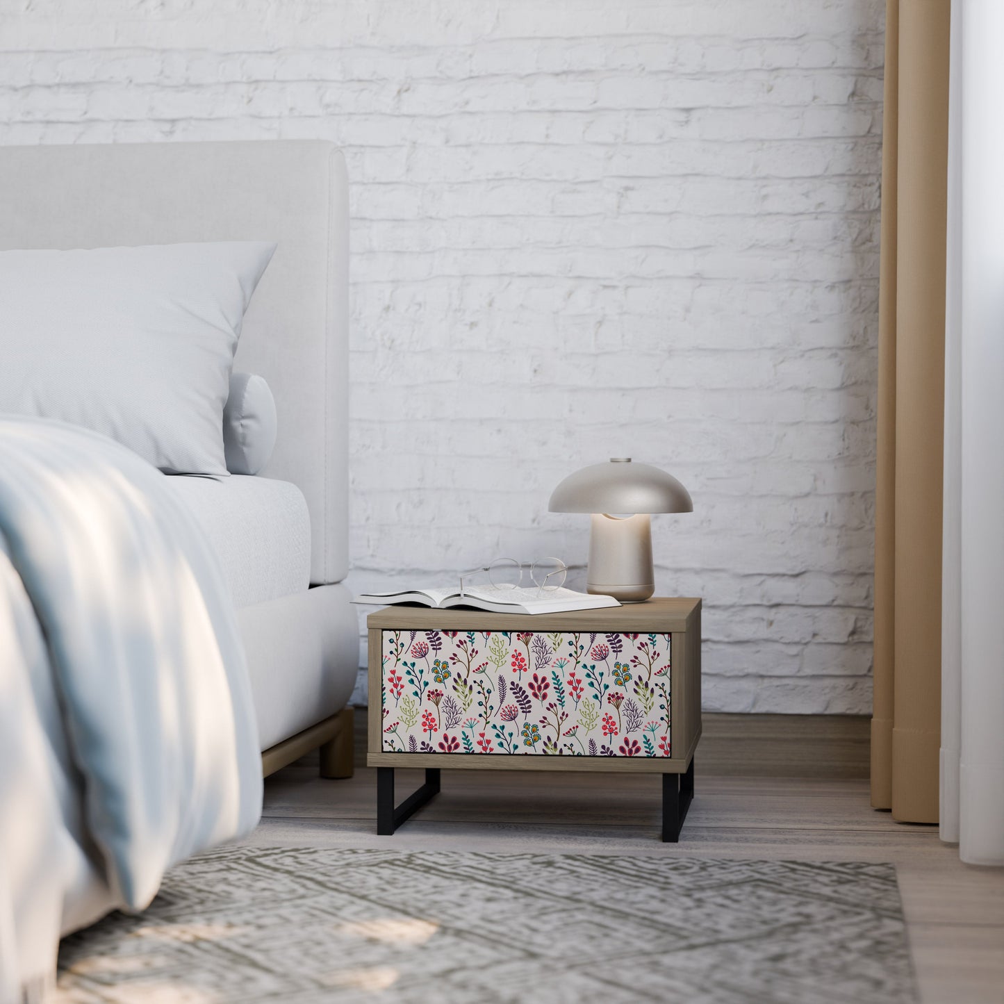 AUTUMN SUNDRIES Nightstand in Oak Effect