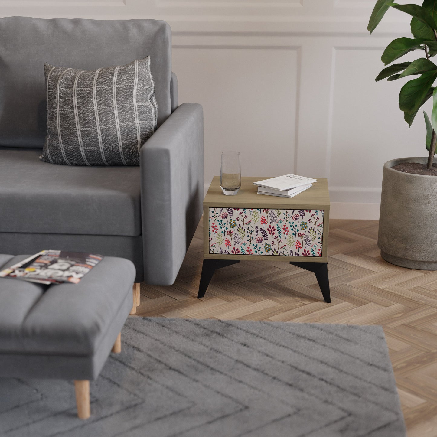 AUTUMN SUNDRIES Nightstand in Oak Effect