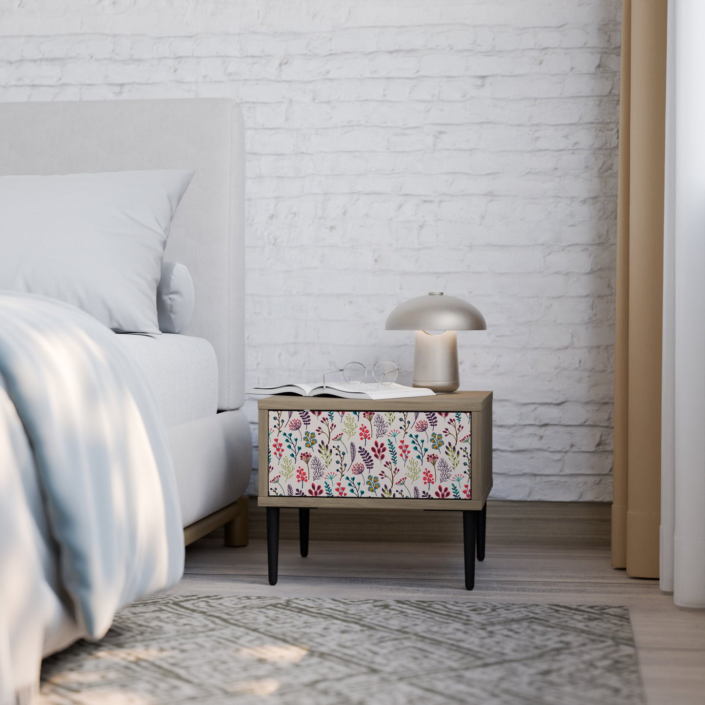 AUTUMN SUNDRIES Nightstand in Oak Effect