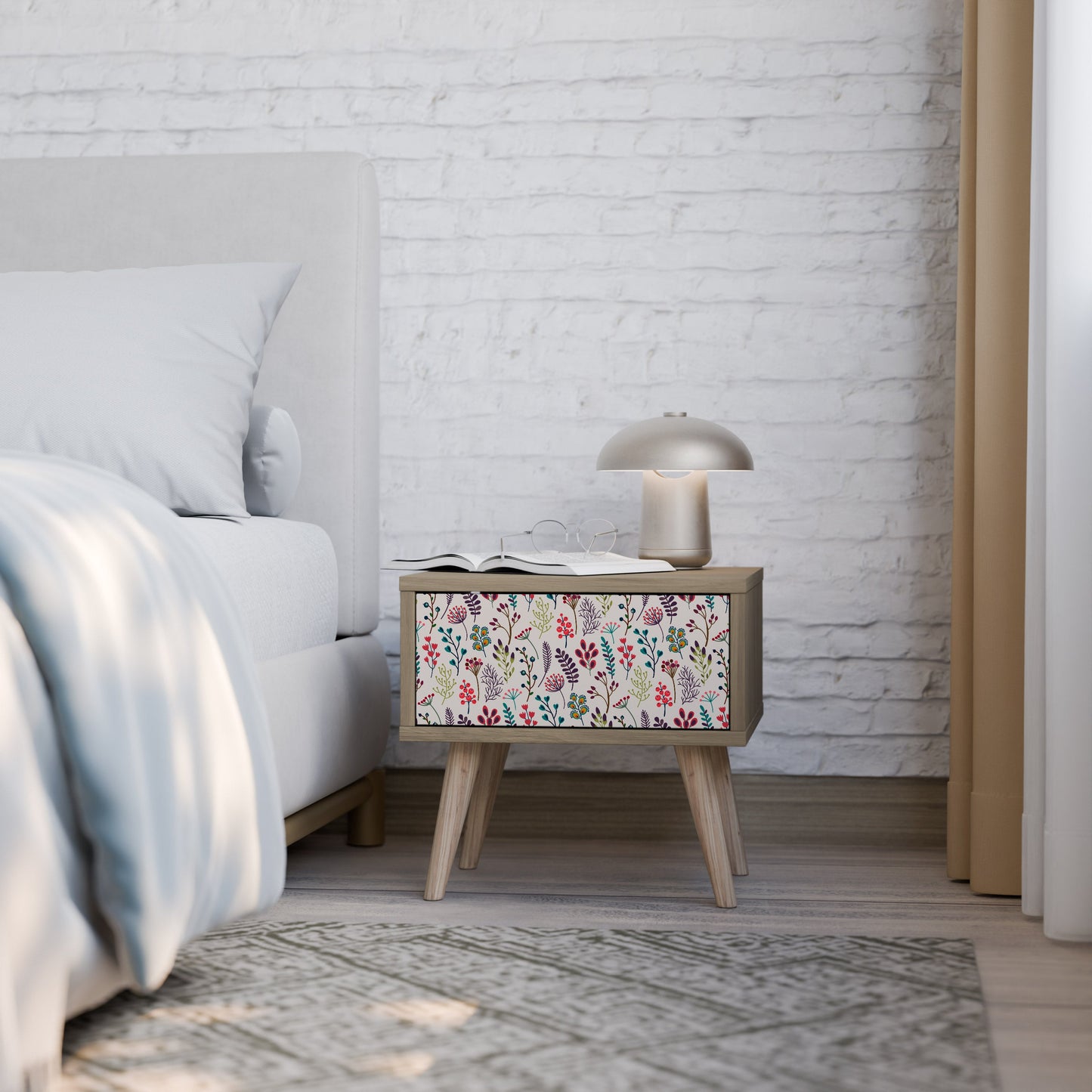 AUTUMN SUNDRIES Nightstand in Oak Effect