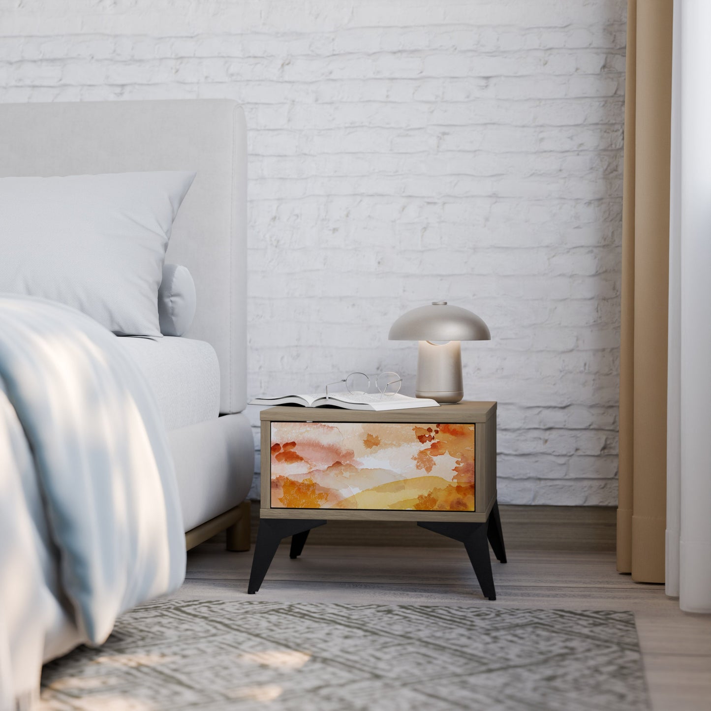 TRACES OF AUTUMN Nightstand in Oak Effect