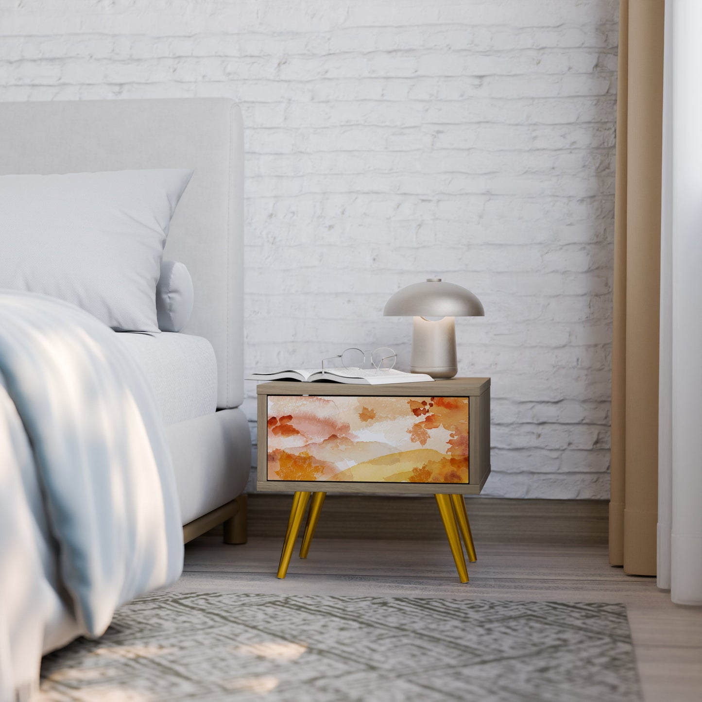 TRACES OF AUTUMN Nightstand in Oak Effect