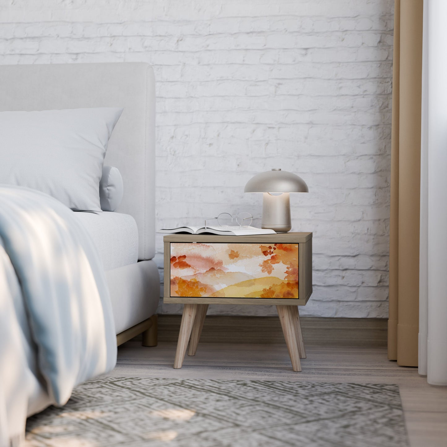 TRACES OF AUTUMN Nightstand in Oak Effect