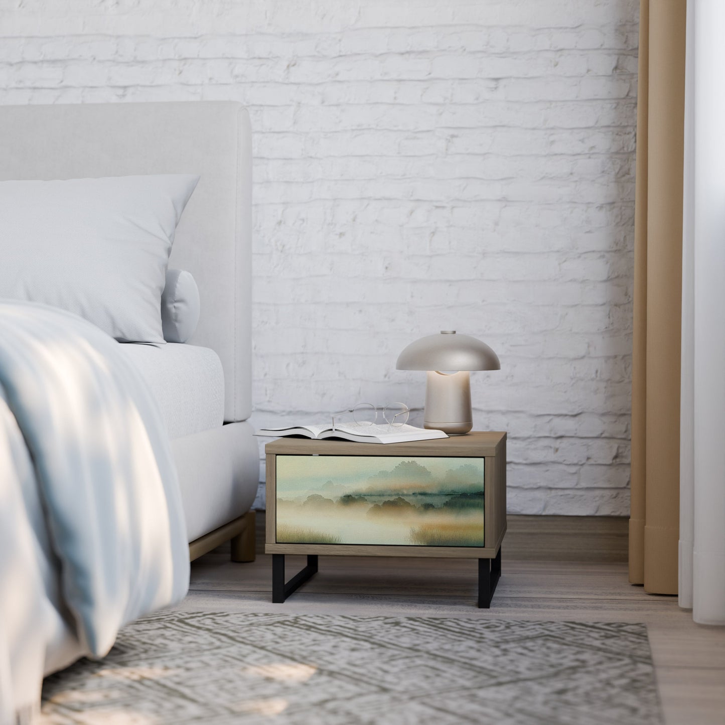 MORNING BY THE LAKE Comodino in Effetto Rovere