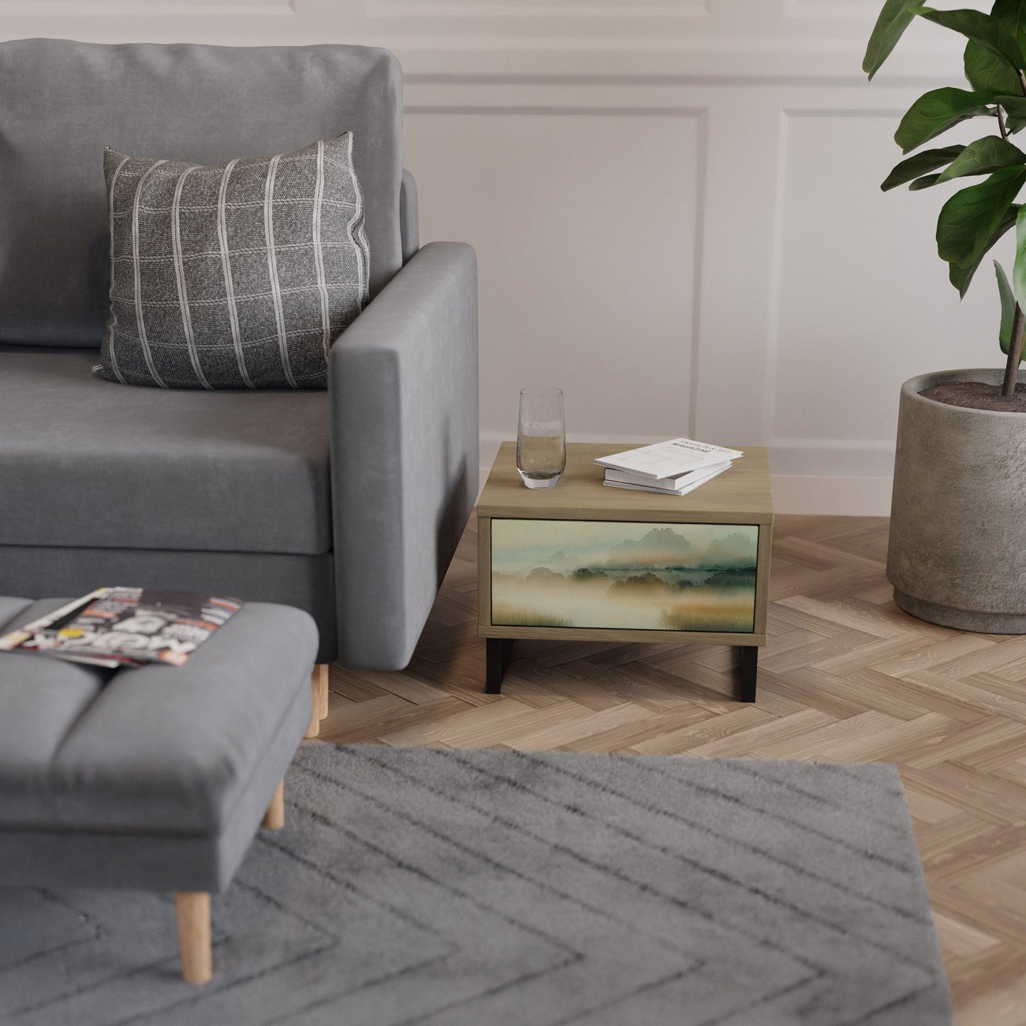 MORNING BY THE LAKE Comodino in Effetto Rovere