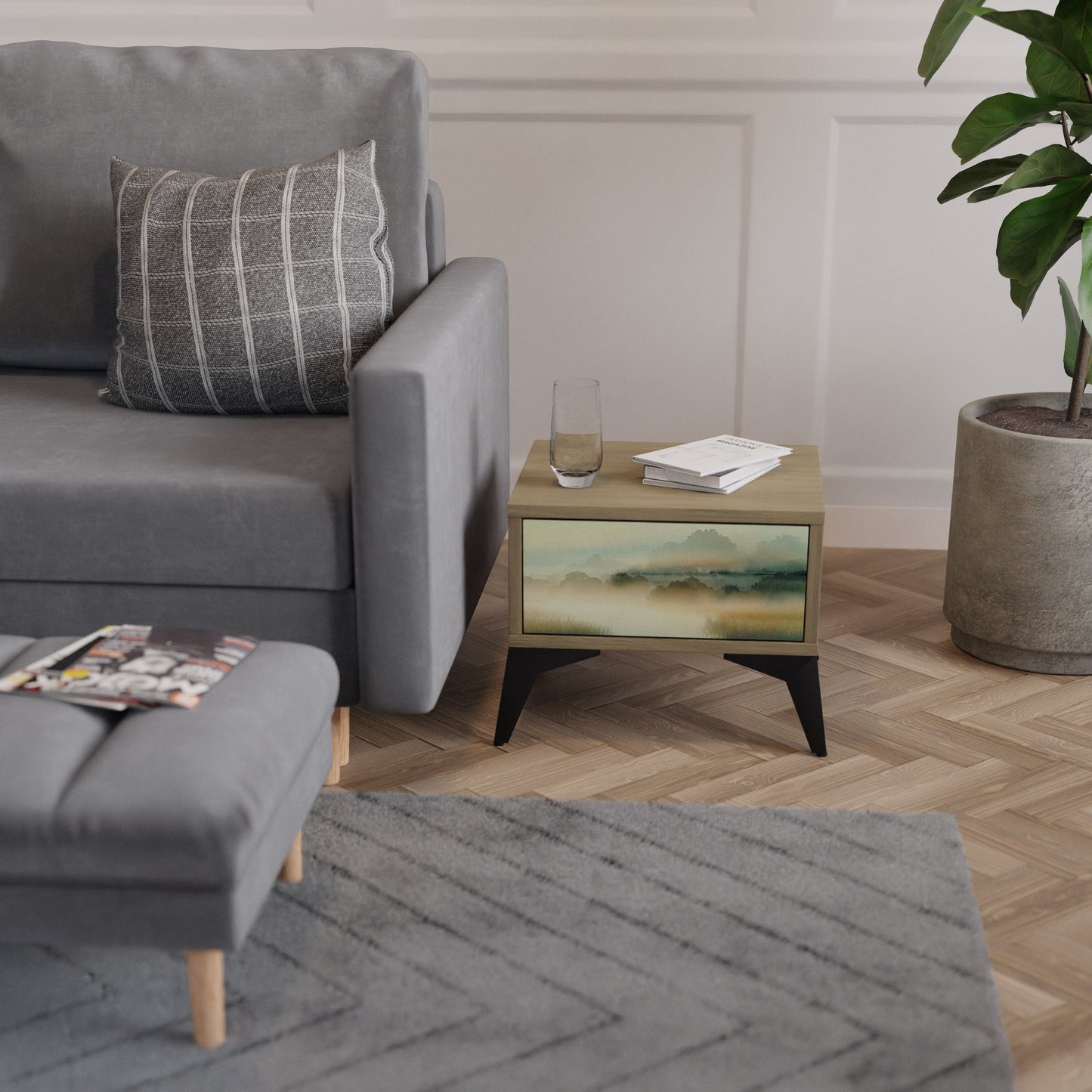 MORNING BY THE LAKE Comodino in Effetto Rovere