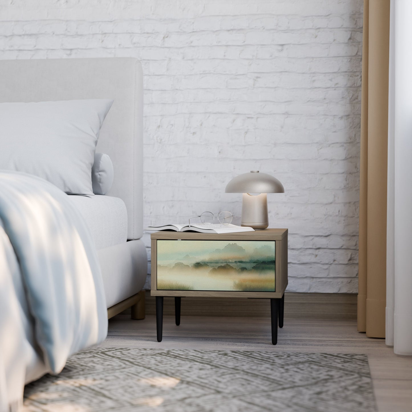 MORNING BY THE LAKE Comodino in Effetto Rovere