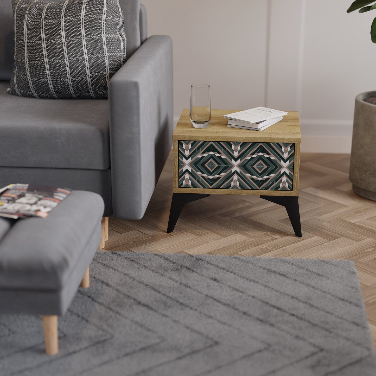 DIMENSION DELIGHTS Comodino in Effetto Rovere