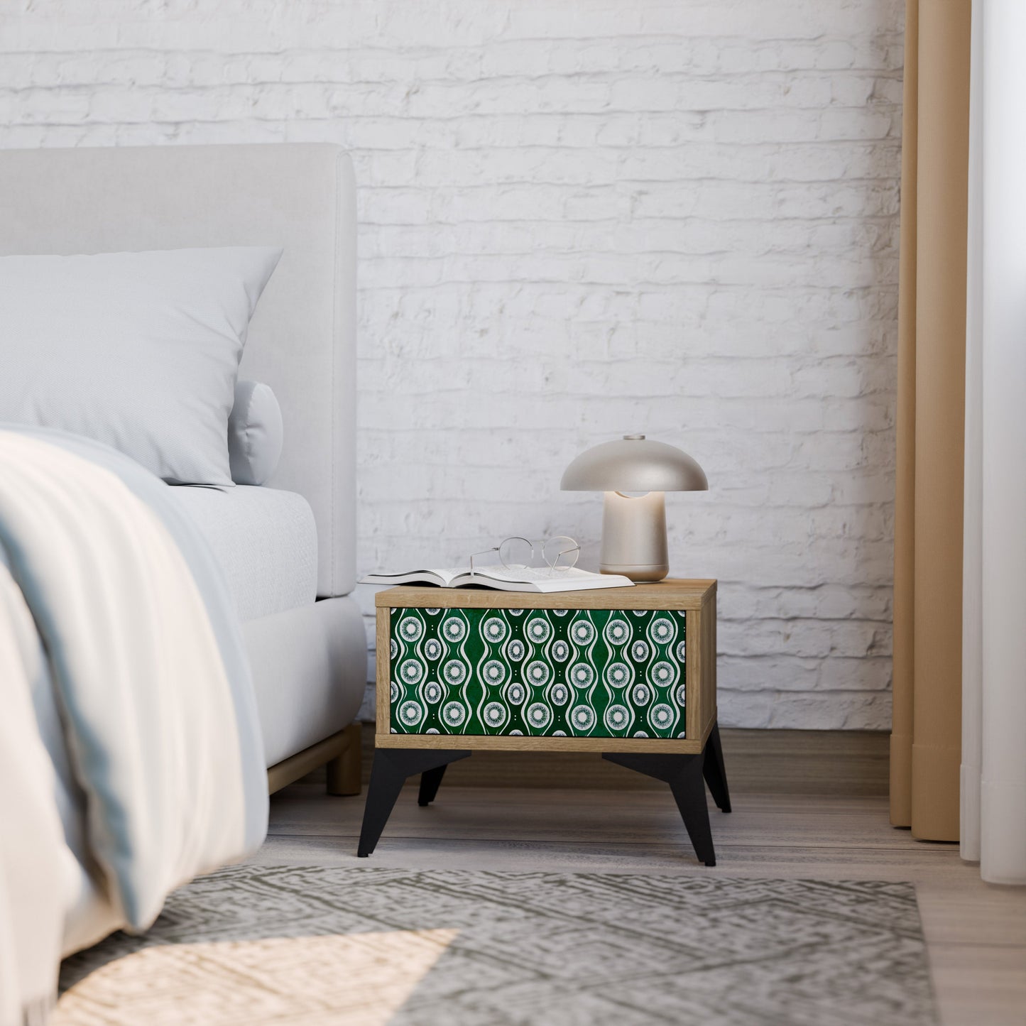 GREEN EYES Comodino in Effetto Rovere