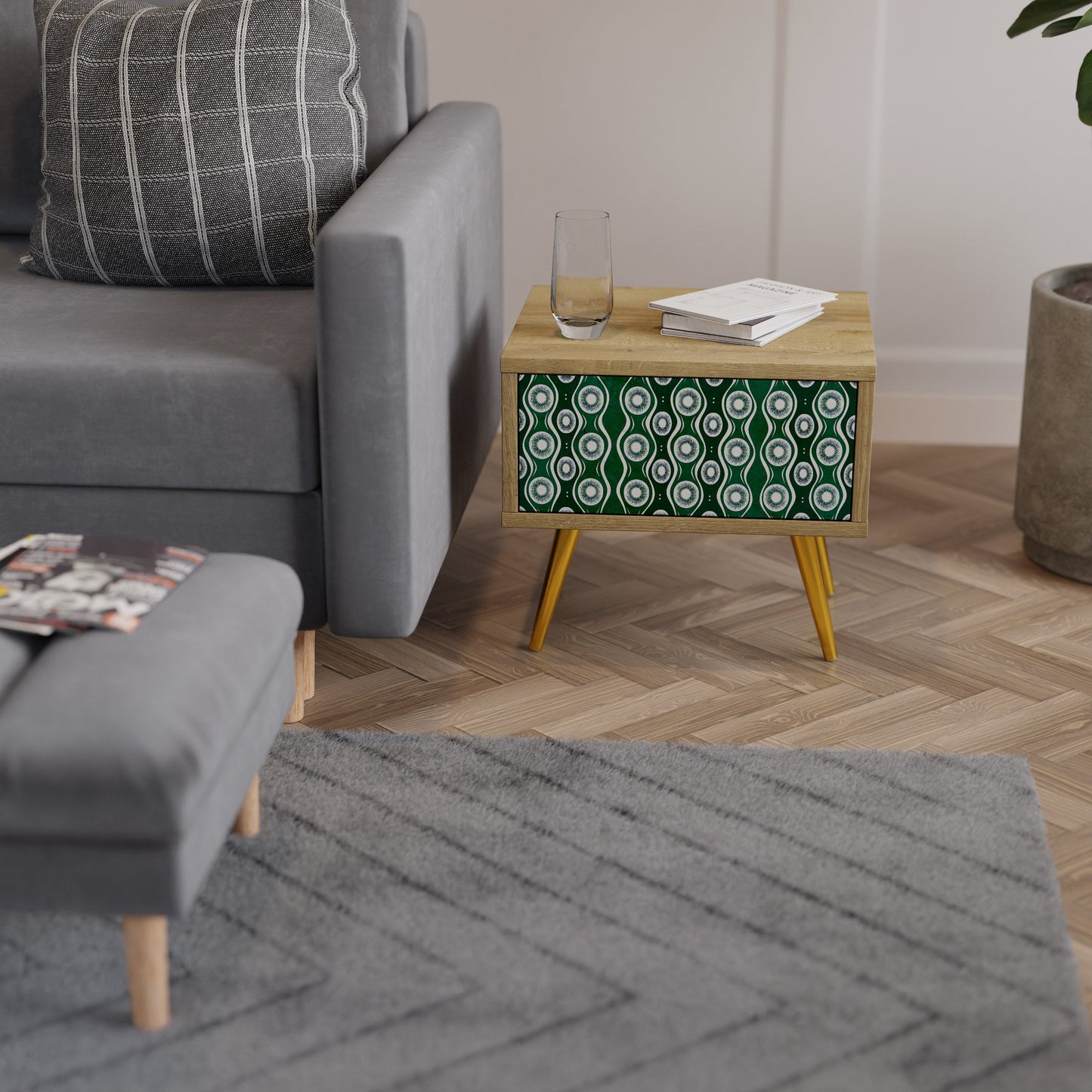 GREEN EYES Comodino in Effetto Rovere