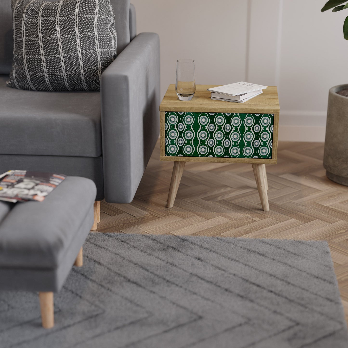 GREEN EYES Comodino in Effetto Rovere