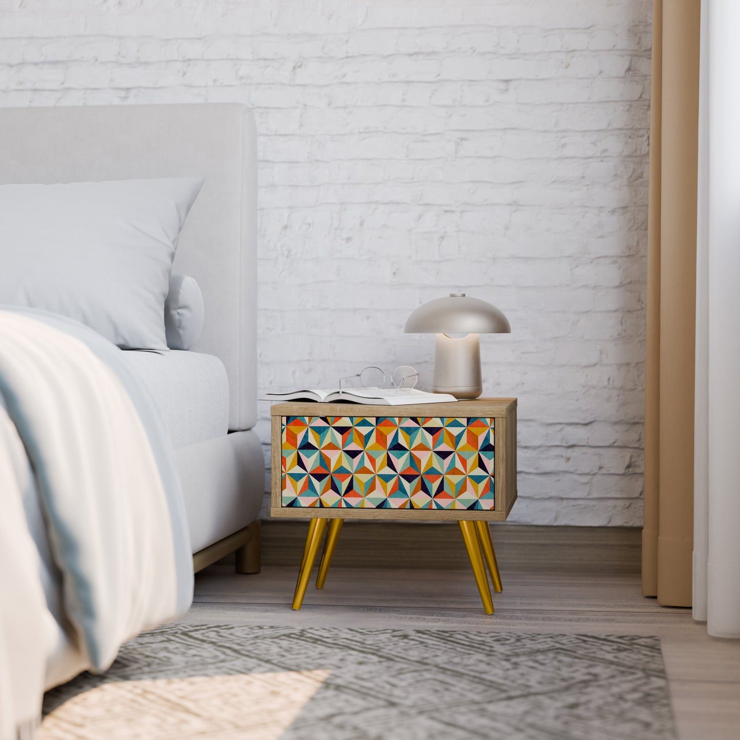 TESSELATE TREASURES Comodino in Effetto Rovere