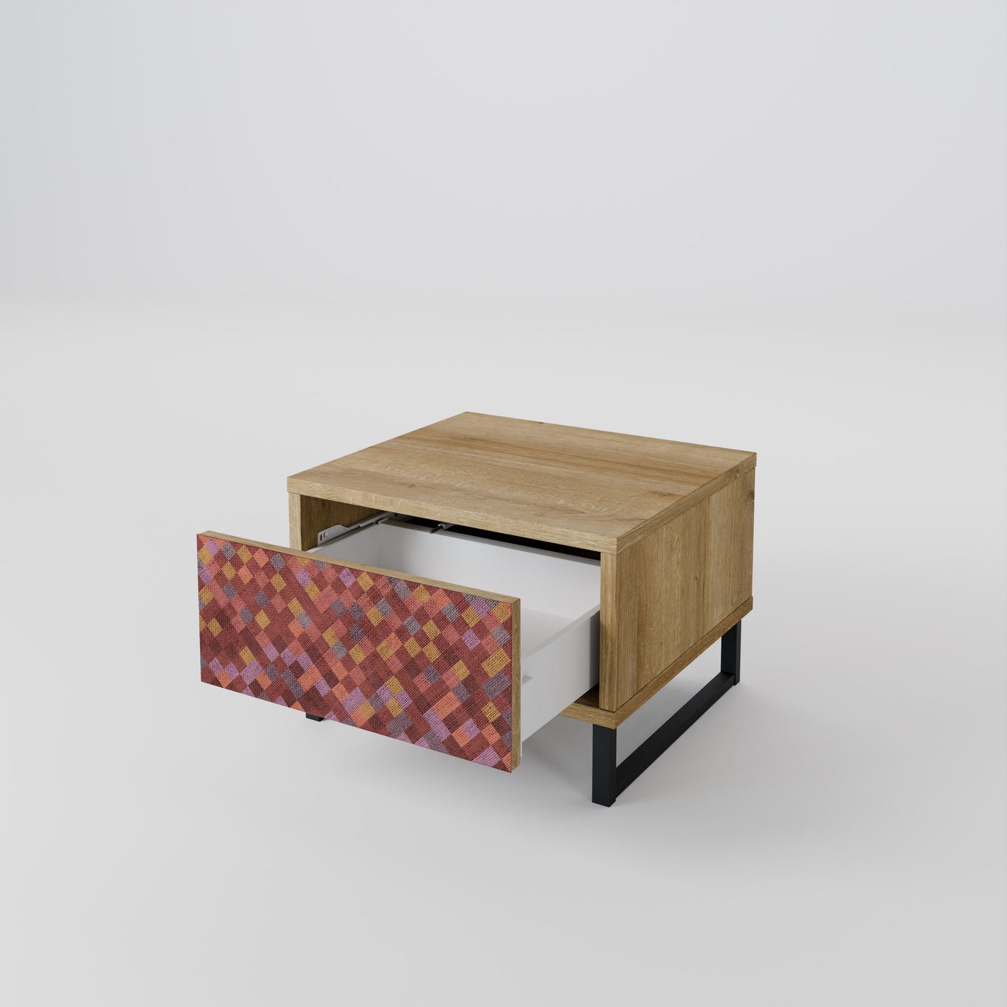 PAINTED SQUARES Comodino in Effetto Rovere