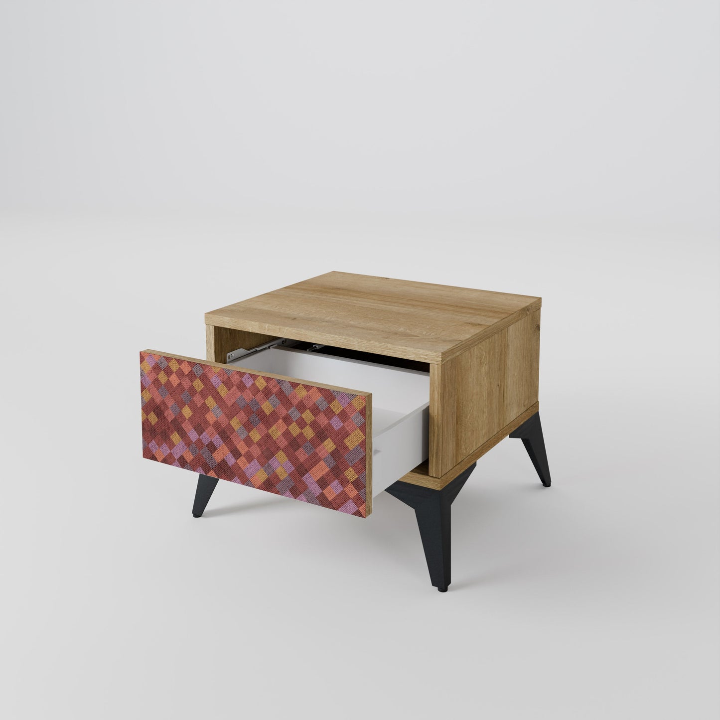 PAINTED SQUARES Comodino in Effetto Rovere