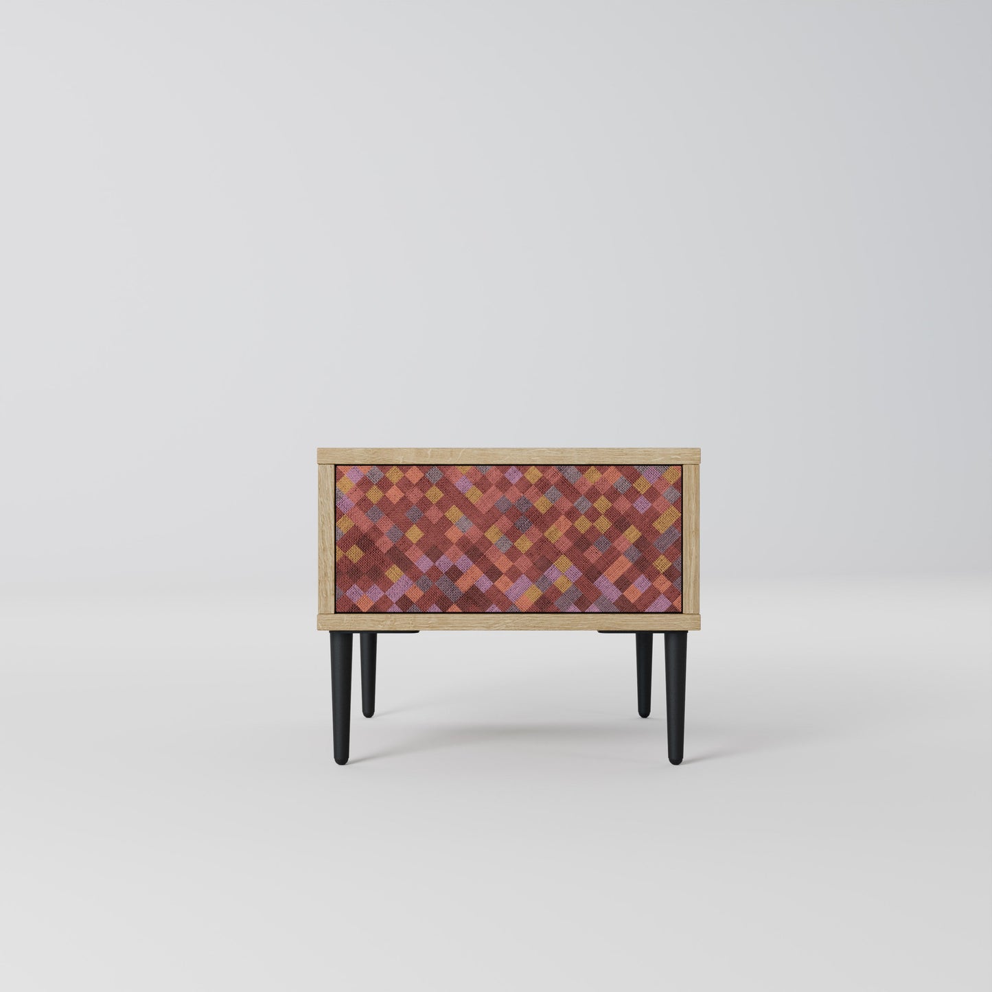 PAINTED SQUARES Comodino in Effetto Rovere