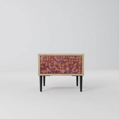 PAINTED SQUARES Comodino in Effetto Rovere