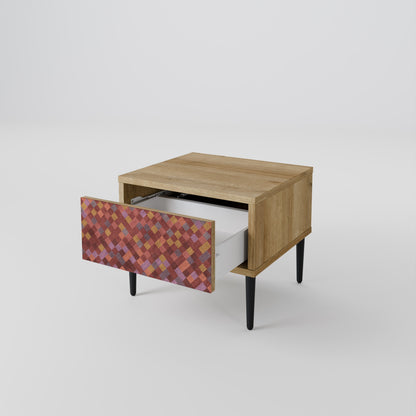 PAINTED SQUARES Comodino in Effetto Rovere