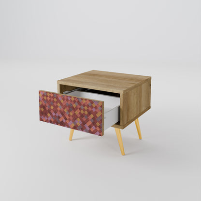 PAINTED SQUARES Comodino in Effetto Rovere