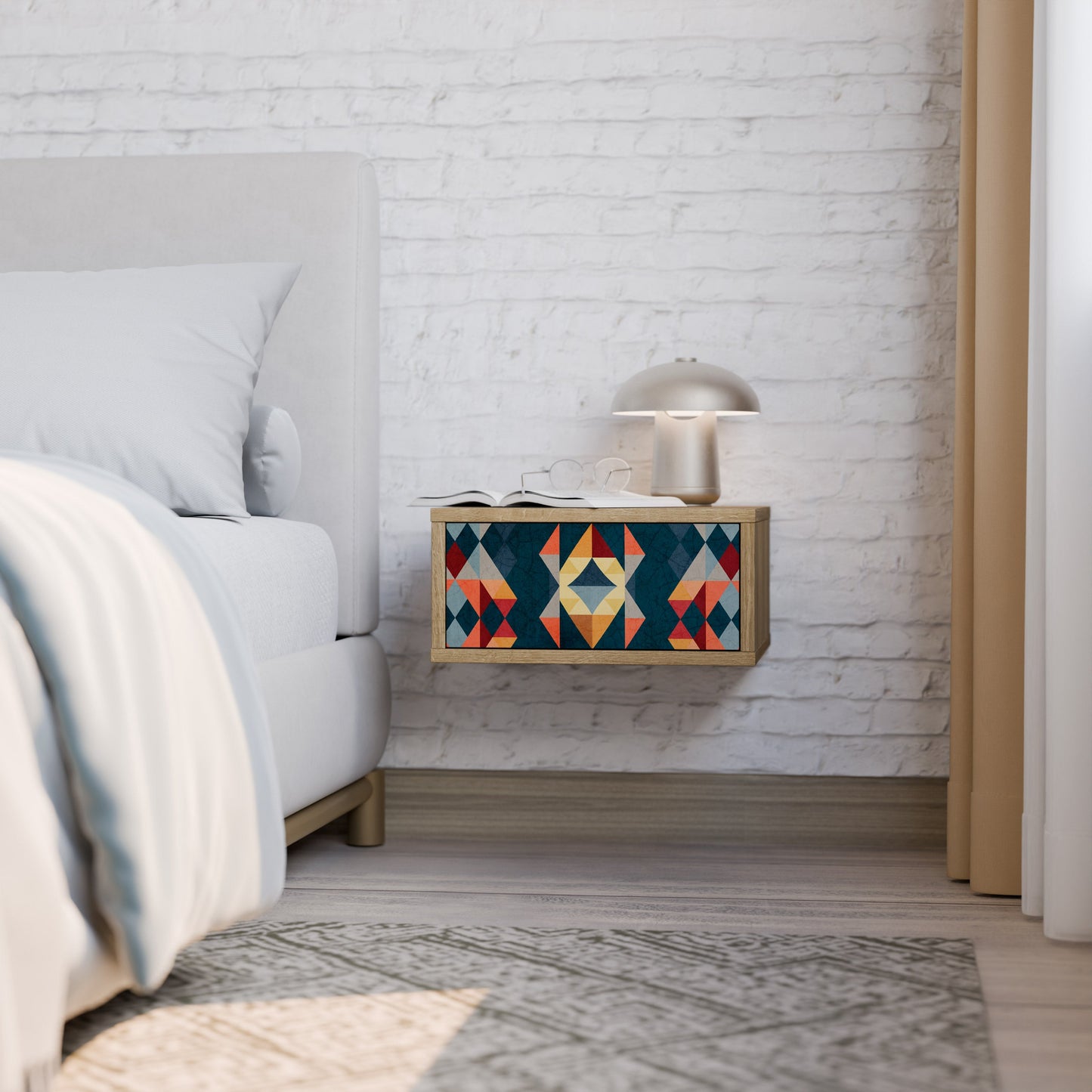 CRACKED ILLUSION Comodino in Effetto Rovere