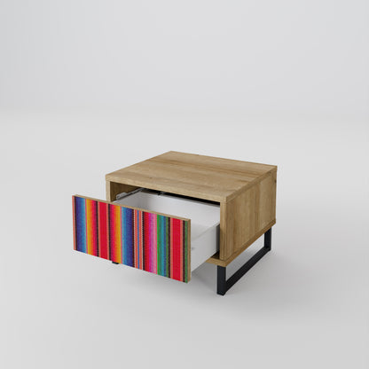 ETHNIC MEXICAN Nightstand in Oak Effect