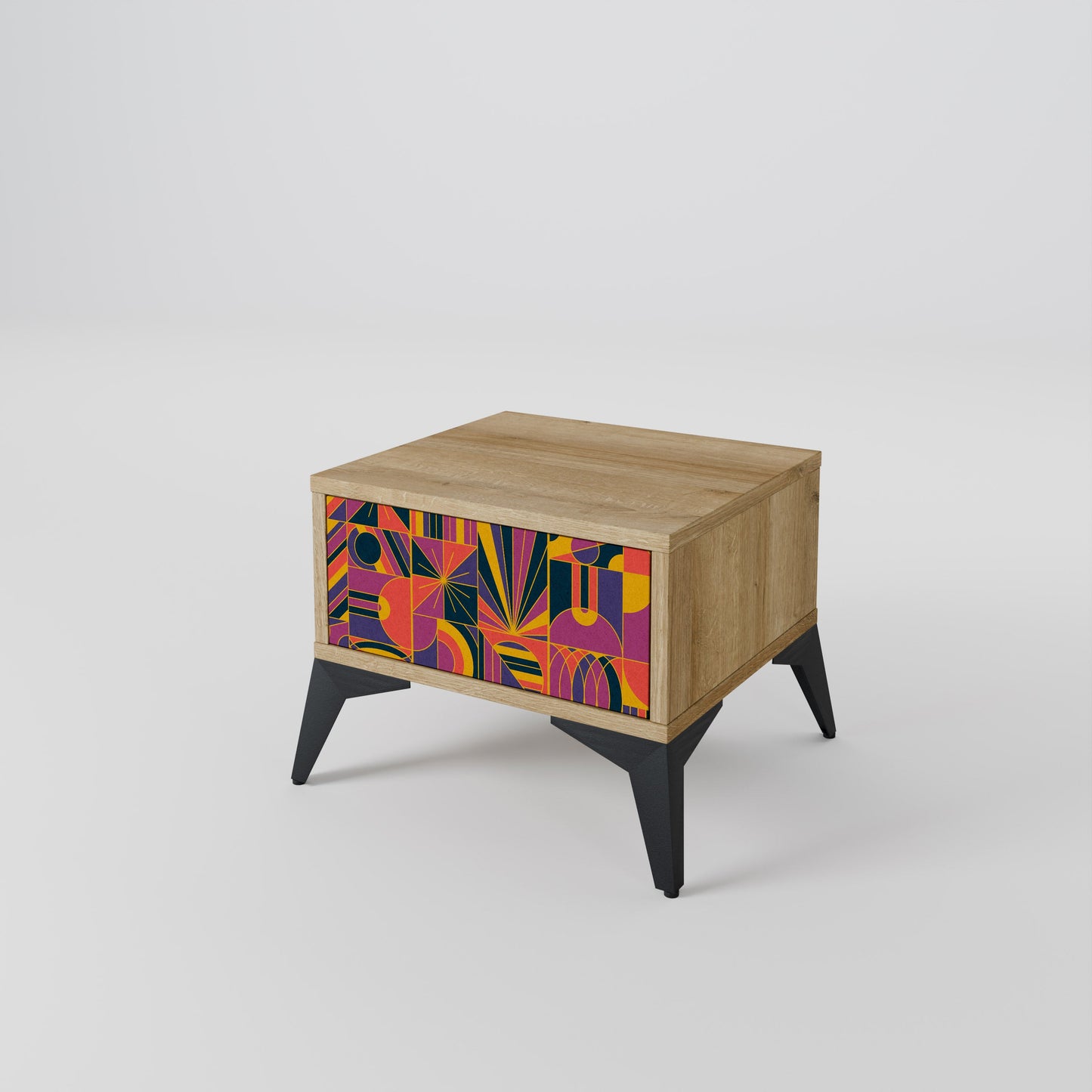 ELECTRIC PATTERNS Nightstand in Oak Effect