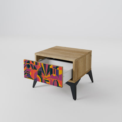 ELECTRIC PATTERNS Nightstand in Oak Effect