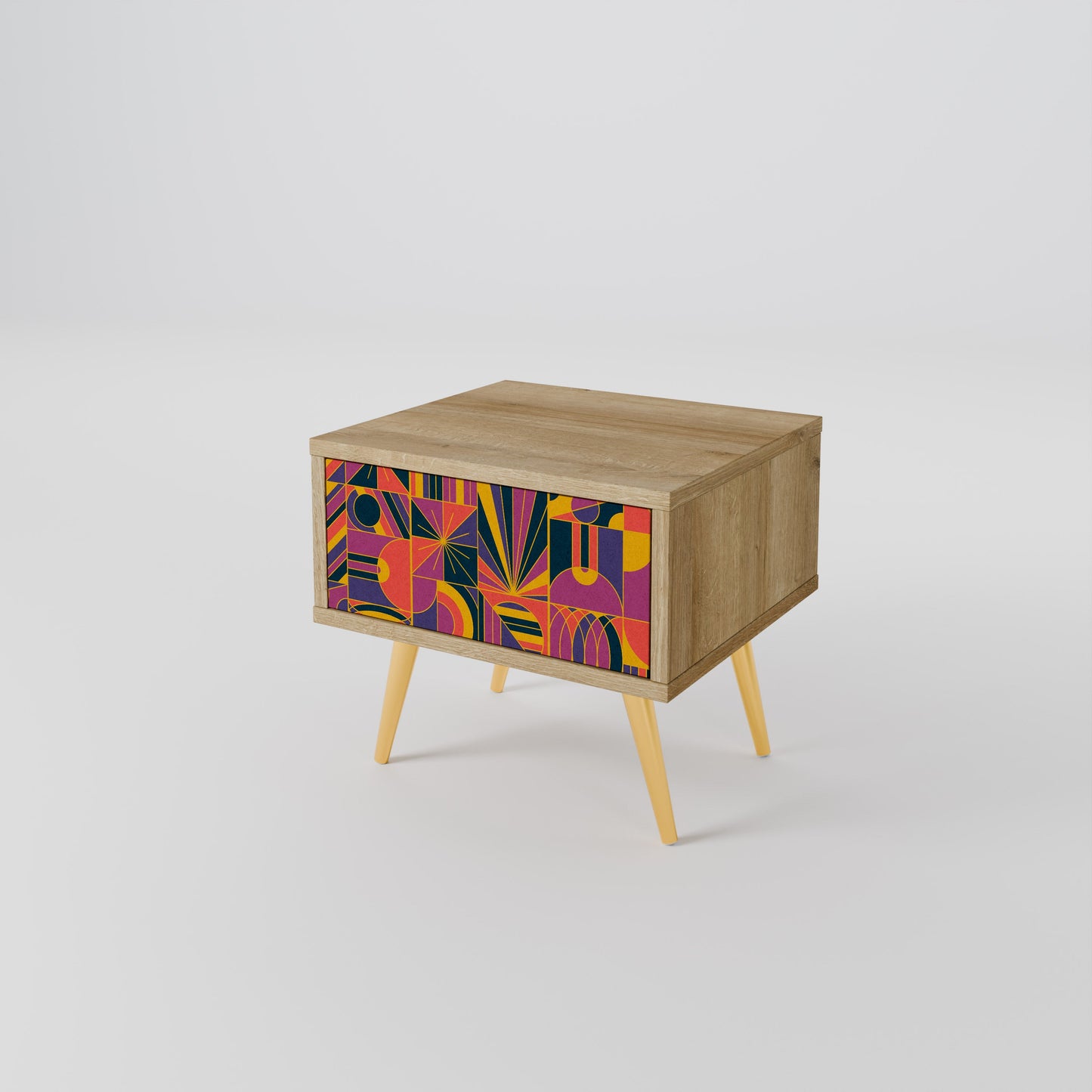 ELECTRIC PATTERNS Nightstand in Oak Effect