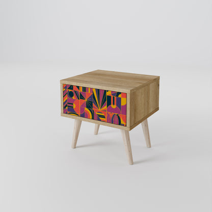 ELECTRIC PATTERNS Nightstand in Oak Effect