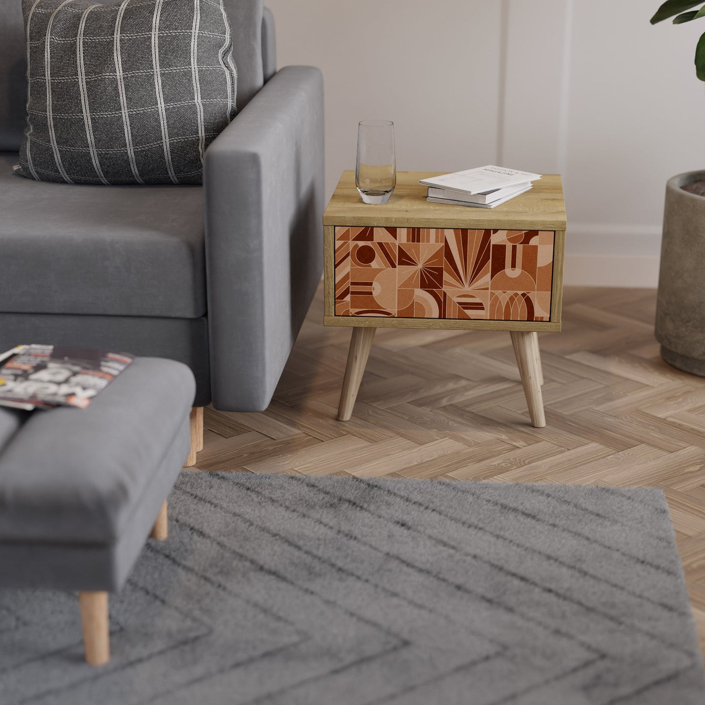 PRISM MOSAIC Nightstand in Oak Effect