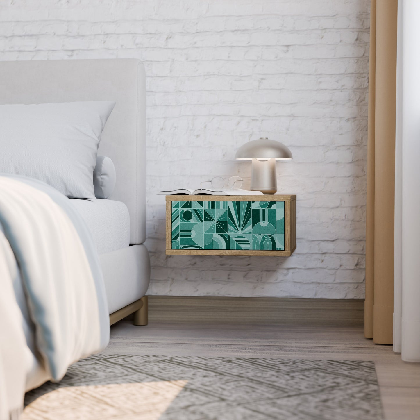 HARMONIC GRID Nightstand in Oak Effect