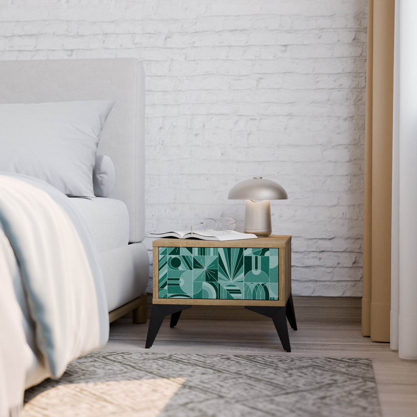 HARMONIC GRID Nightstand in Oak Effect