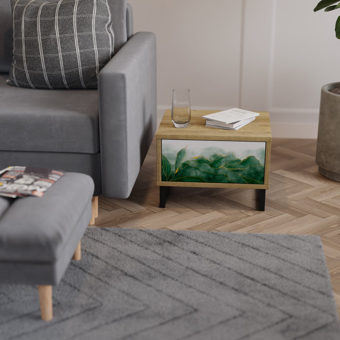 EXPENSIVE NATURE Nightstand in Oak Effect