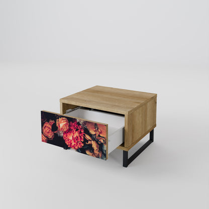 NEVERENDING BLOOM Nightstand in Oak Effect
