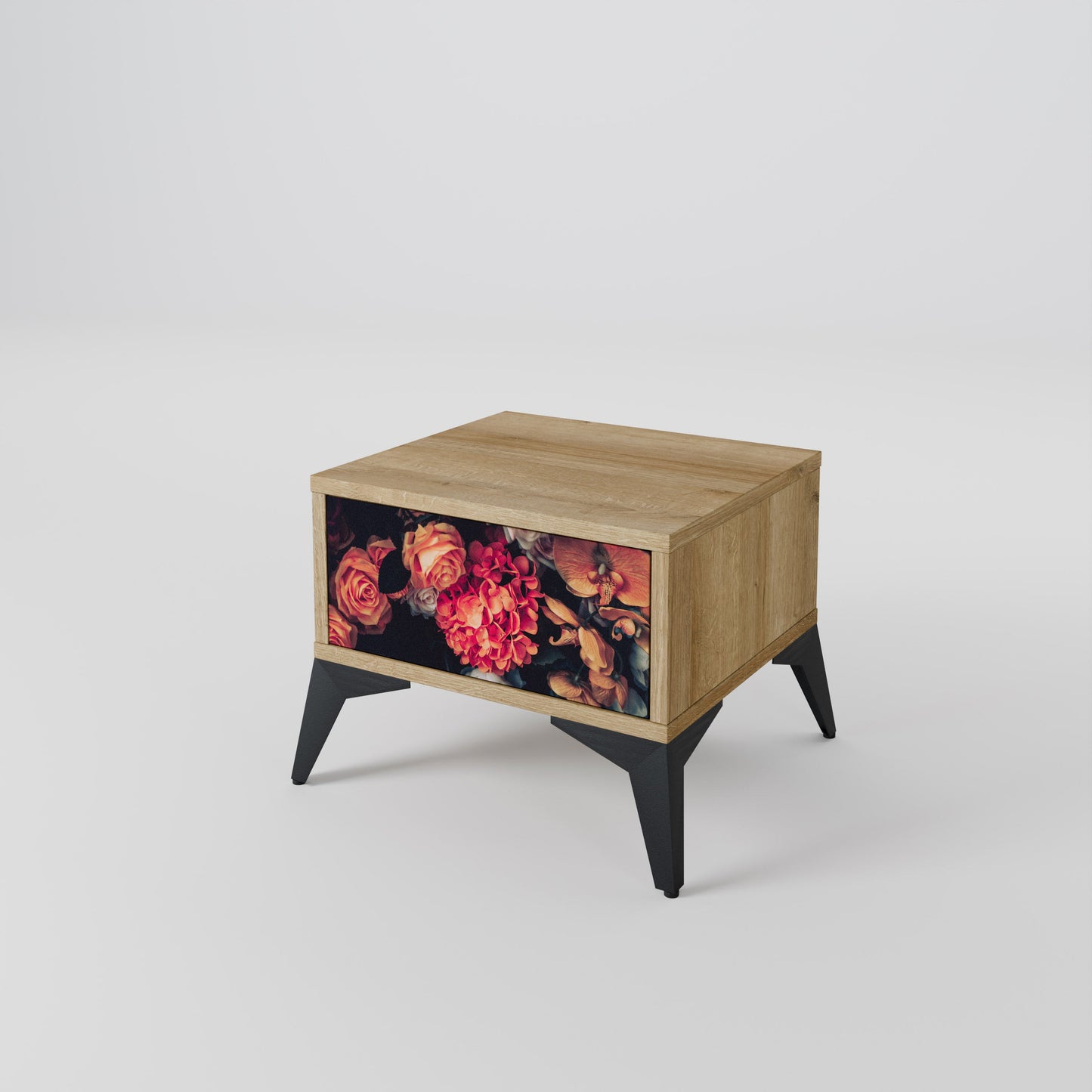 NEVERENDING BLOOM Nightstand in Oak Effect