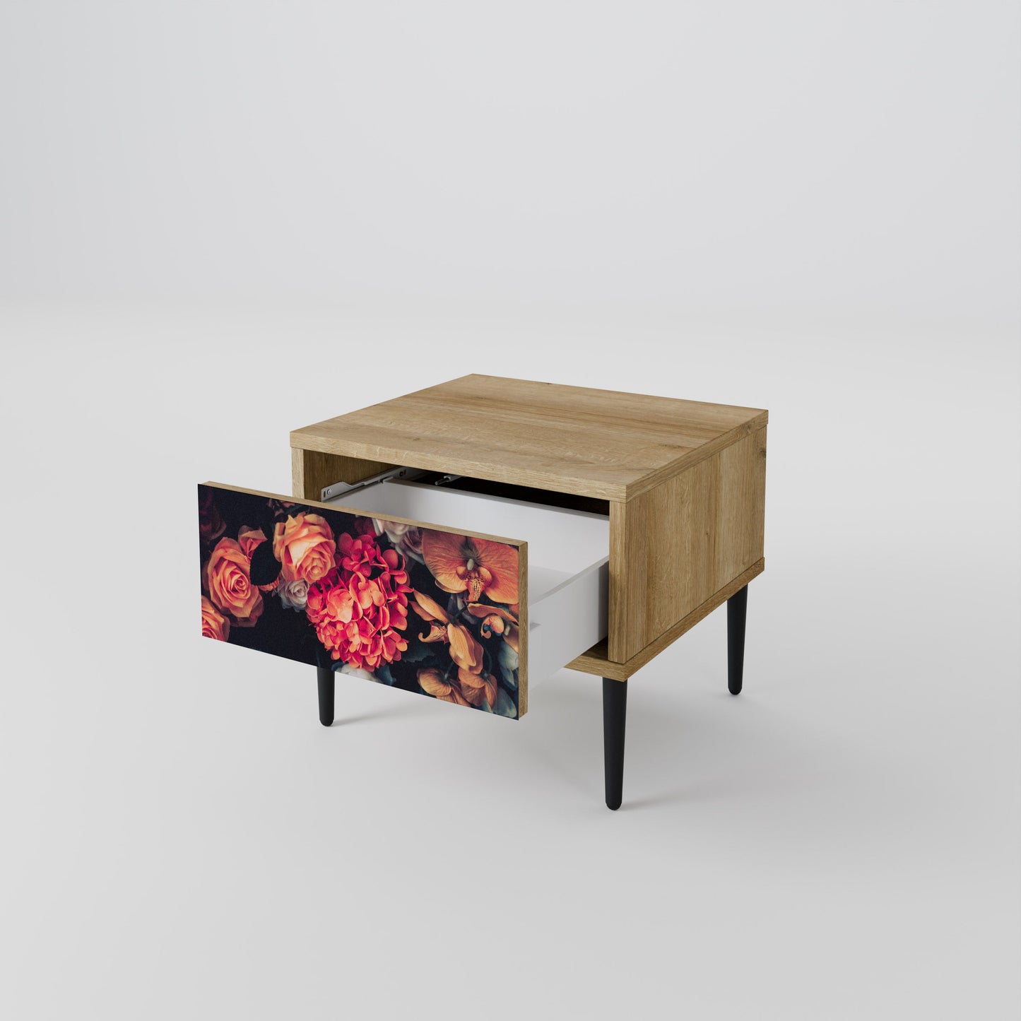 NEVERENDING BLOOM Nightstand in Oak Effect