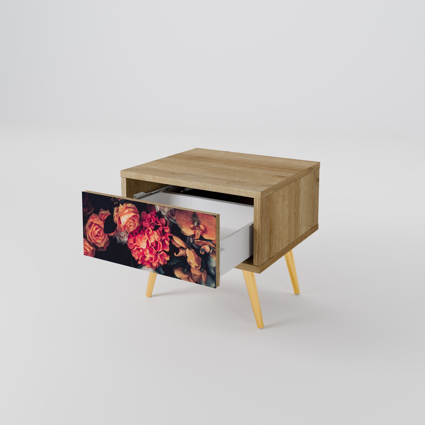 NEVERENDING BLOOM Nightstand in Oak Effect