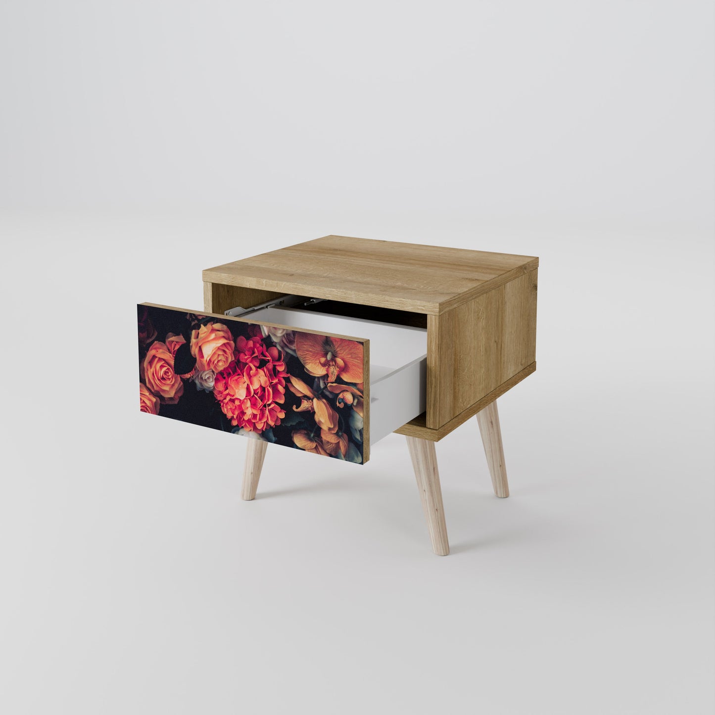 NEVERENDING BLOOM Nightstand in Oak Effect