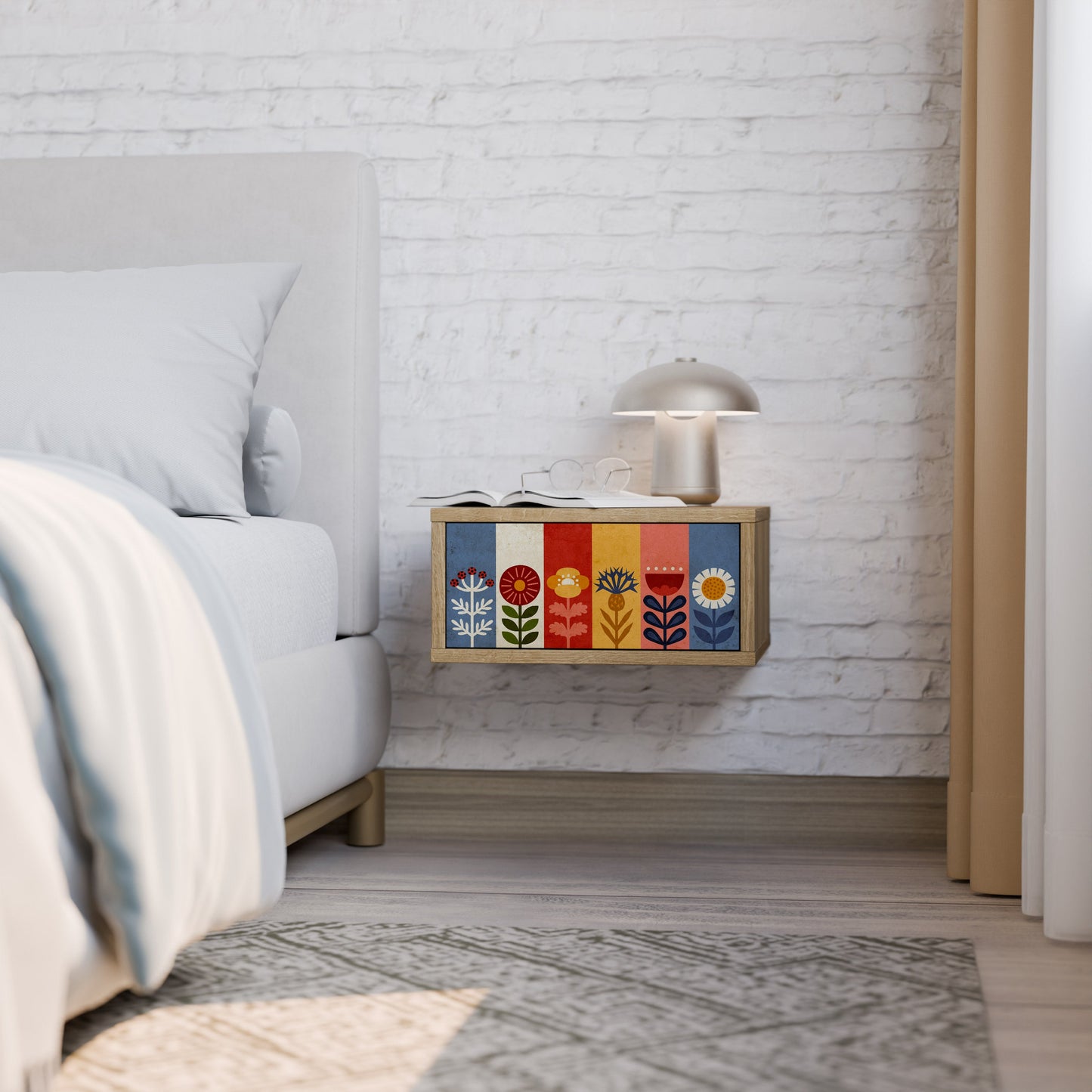 SCANDIC FLOWERET Comodino in Effetto Rovere