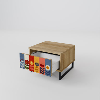 SCANDIC FLOWERET Comodino in Effetto Rovere