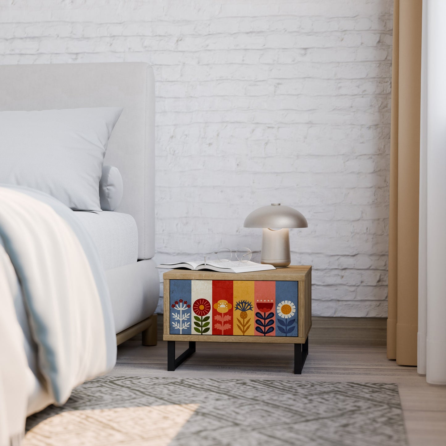 SCANDIC FLOWERET Comodino in Effetto Rovere