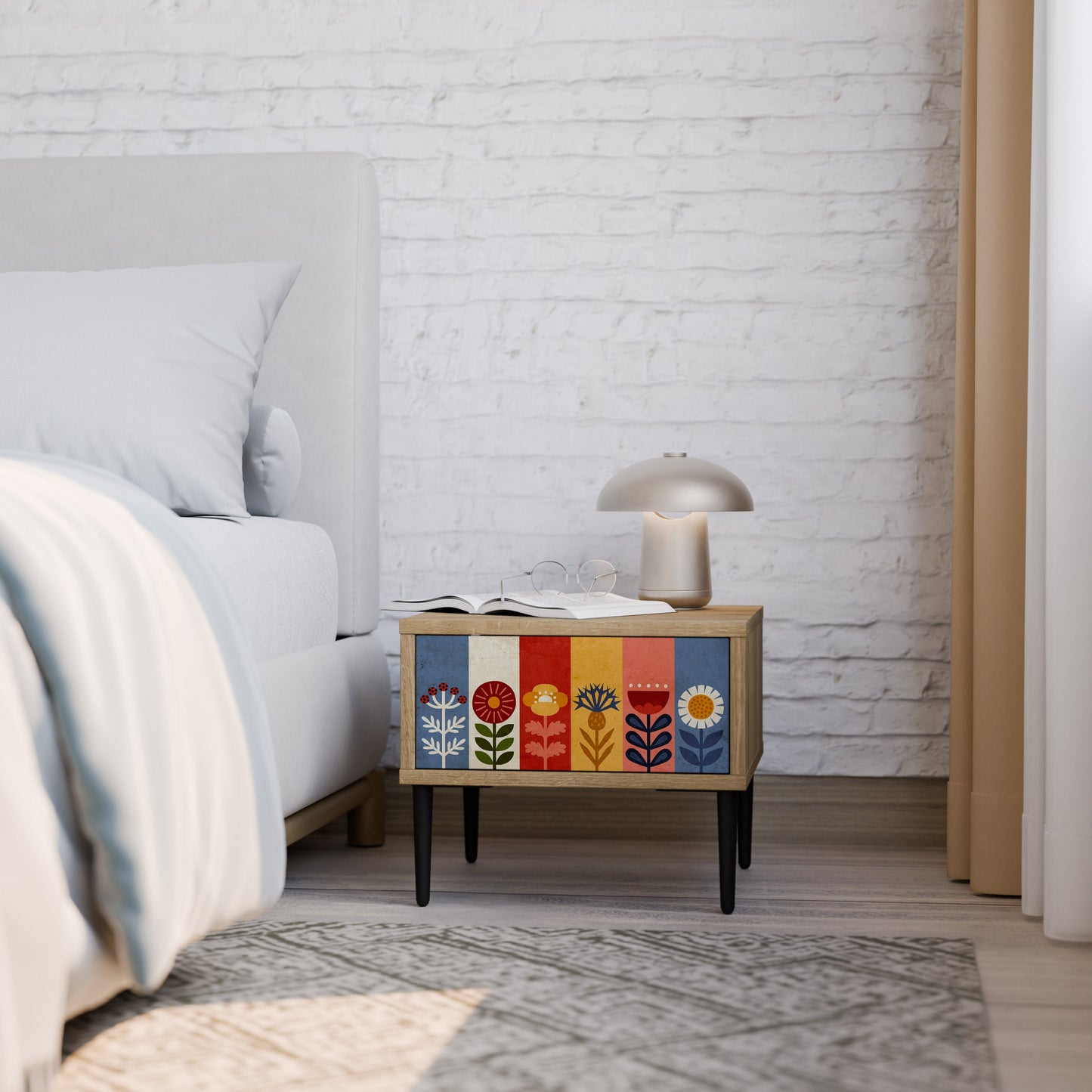 SCANDIC FLOWERET Comodino in Effetto Rovere