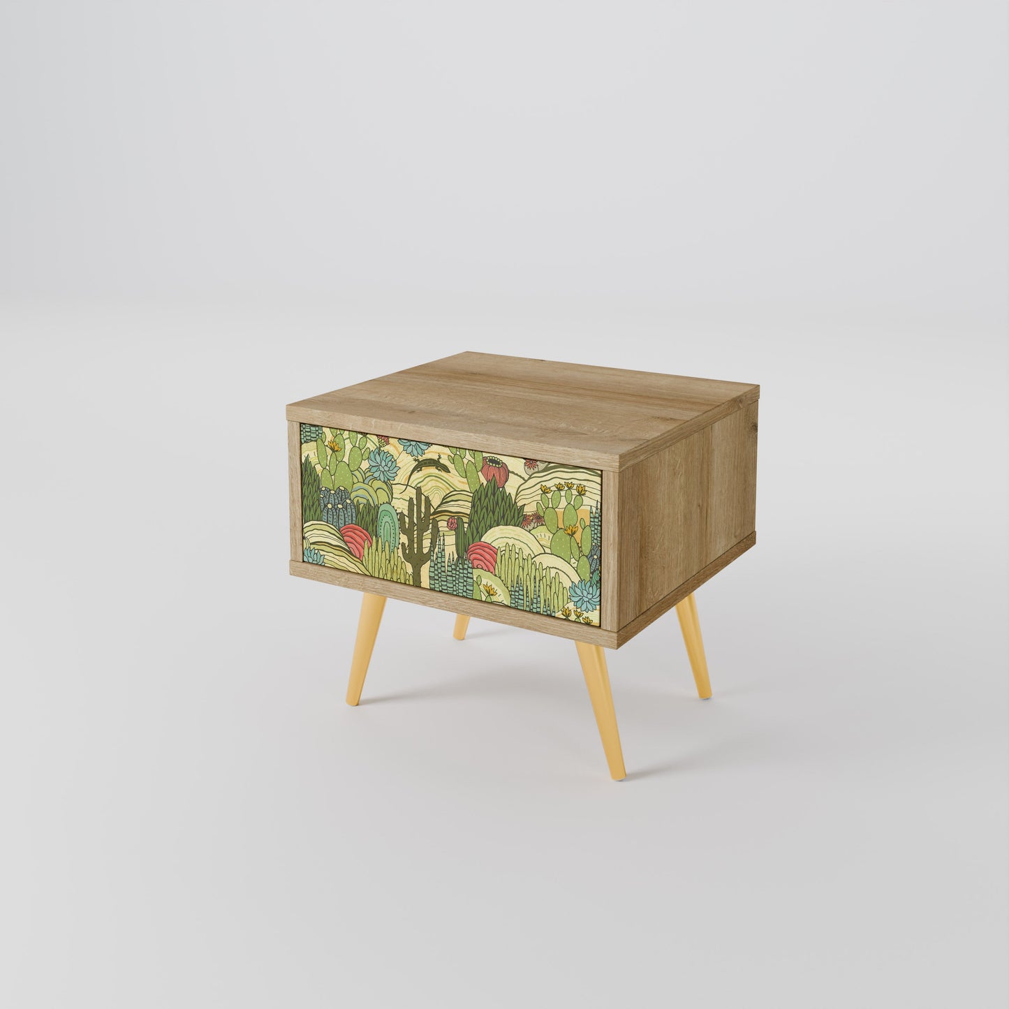 SUCCULENTS KALEIDOSCOPE Comodino in Effetto Rovere