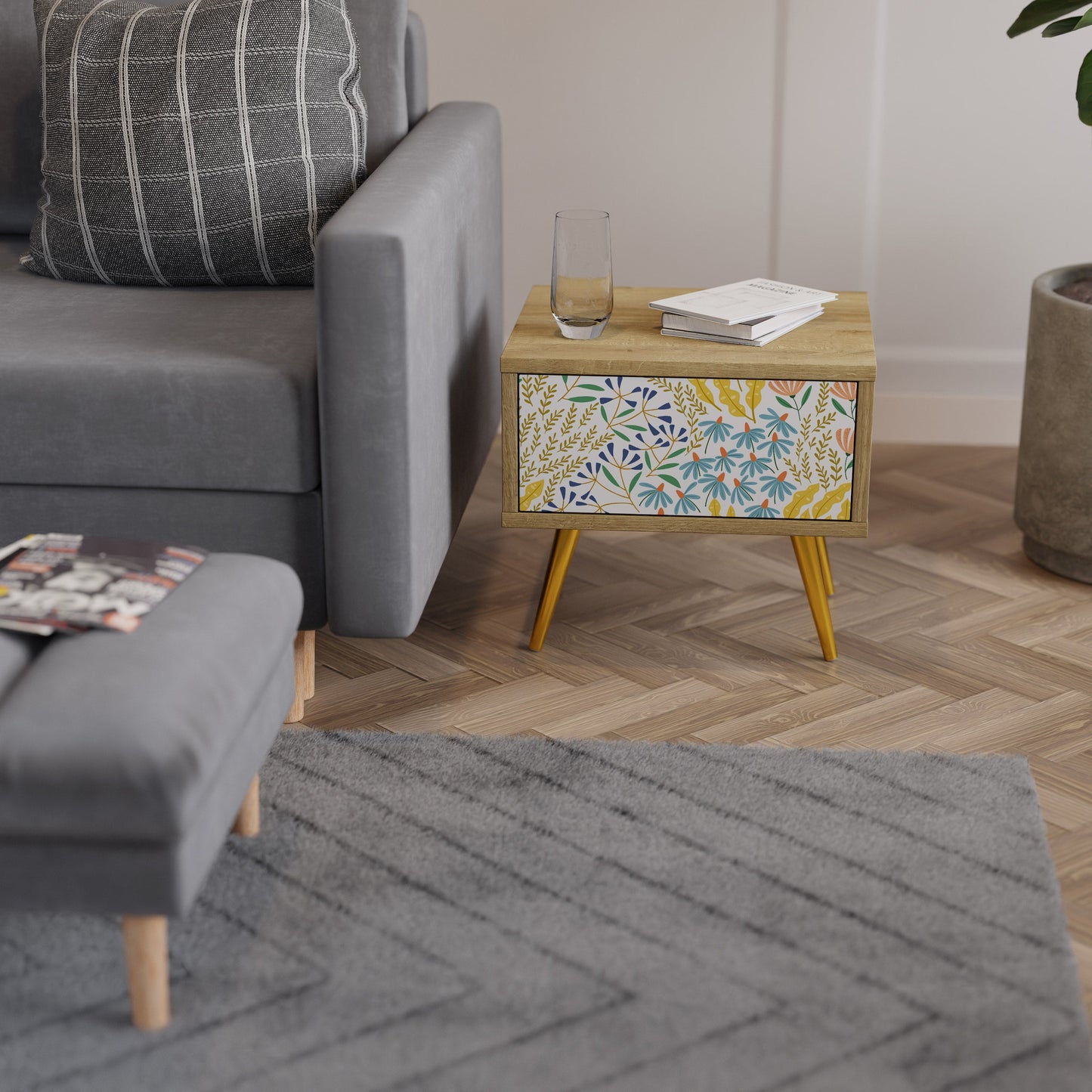 HELLO SPRING Comodino in Effetto Rovere